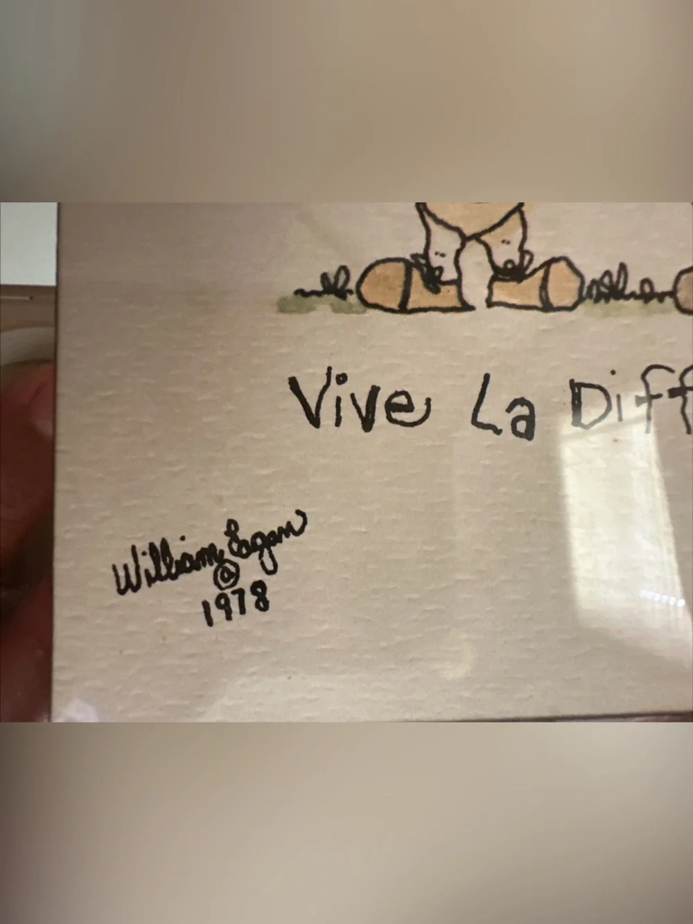 William Logan vintage 1978 Vive La Difference hanging bathroom framed picture